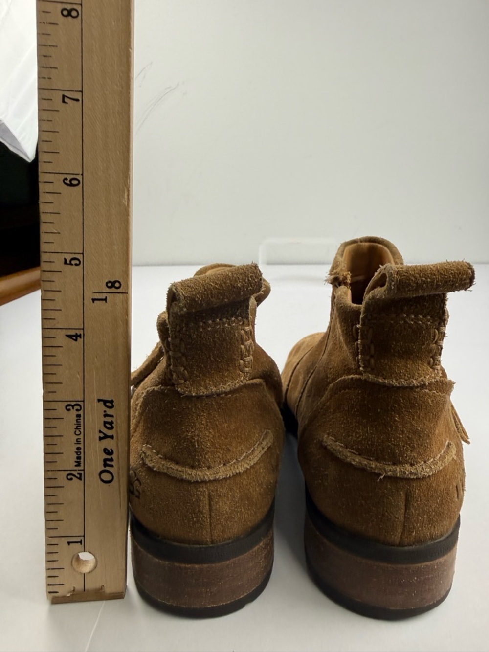 Ugg Aureo II Suede Ankle Boots Size 5.5 Chestnut Tan Zip Brown Uggs - Picture 2 of 6